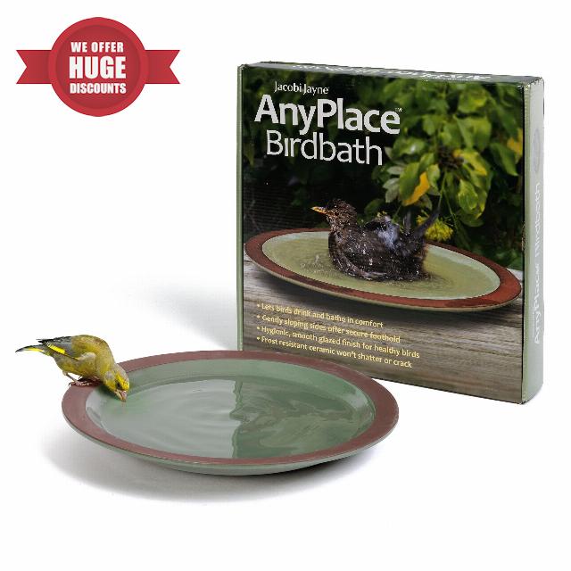 Jacobi Jayne Bird Bath For Garden Birds Anyplace™ Bird Bath - Ceramic Garden Bird Bath and Wildlife Drinker - Perfect Birdbath For Garden. Bird Water Feeder And Bird Bath Bowl. Birdbaths & Supports