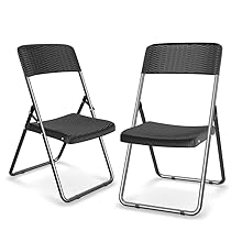 3 Pcs Black Rattan Design Folding Square Table & Chairs Set Outdoor Garden Patio