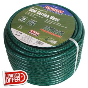 Faithfull 50M (164ft) Reinforced Hose 12.7 mm (1/2 Inch) Diameter – PVC Garden Hose Pipe