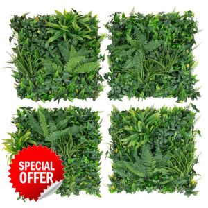 COSTWAY 4PCS Artificial Boxwood Topiary Wall Panels