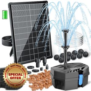 Biling Solar Pond Filter Pump with Battery Backup 8W Solar Garden Fountain with 3600mAh Battery Backup Filter Clean for Small Pond Water Feature Waterfall