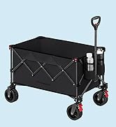 SONGMICS Small Folding Garden Trolley Compact with Handle with 4 Reinforced Wheels Da...