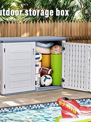 Outdoor Storage Cabinet 24 Cu Ft with Pad-Lockable Doors