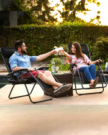 Straame Garden | Zero Gravity Chair | Set of 2 | Heavy Duty Textoline | Outdoor & Garden Sunloung...