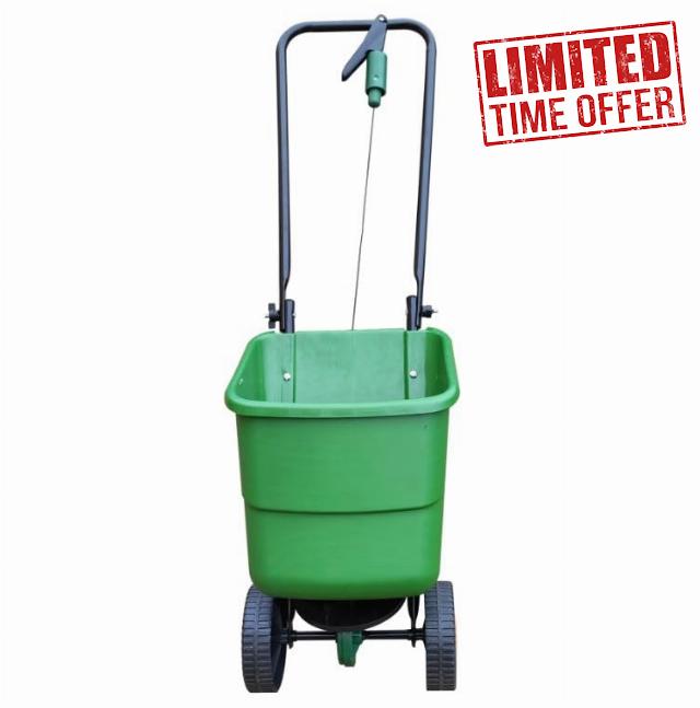 Push Trolley Rotary Lawn Seed Spreader 12L on Wheels | Grass Seed Spreader | 12 Litre Capacity Wheeled Lawn Fertiliser | Grass Feed Trolley for Garde