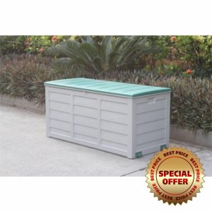 Green 2-Wheel Garden Storage Box – 290L Waterproof Outdoor Storage with Hinged Lid & Wheels – Easy Assembly