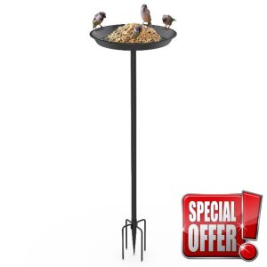 efuturetime Bird Bath Standing Large Metal with Holes Diameter 30 x 90 cm