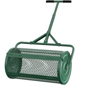 48LPeat Moss Seeding Manure Fertiliser Garden Spreader Roller with U-shaped Handle & Side Clasps