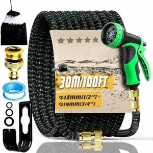 Durable 3-Layer Latex Water Hose with 3/4 inch and 1/2 inch Connectors