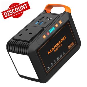 MARBERO Portable Power Station 98Wh Lithium Battery Backup Power Bank with AC Outlet 120W Max Solar Generator with LED USB DC Outputs for Camping Emergency Outdoor Adventure Picnic Fishing Travel RV