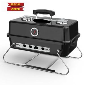 House of Home Portable Charcoal BBQ Grill – Compact Folding Barbecue with Thermometer