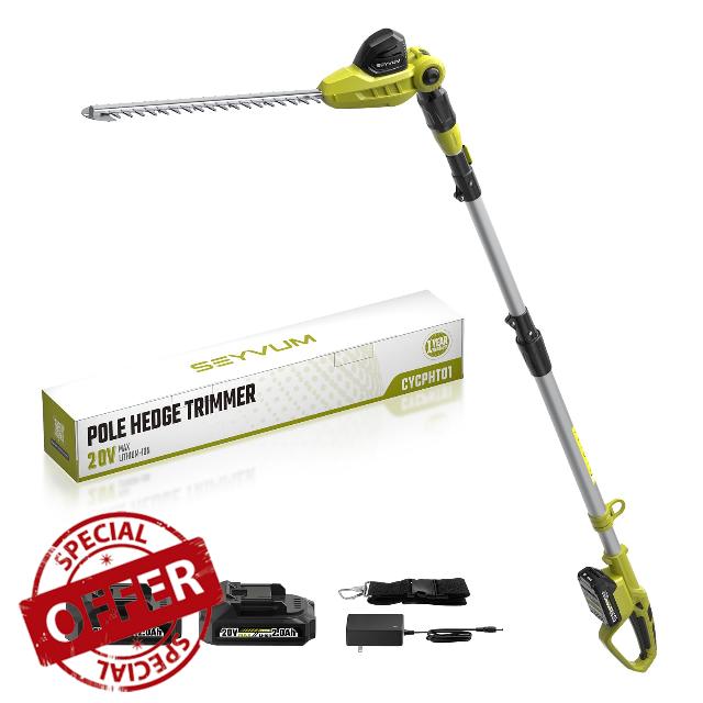 Pole Hedge Trimmer Cordless with 2×2.0Ah Batteries and Charger