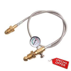 HomeVortex Professional Argon Gas Cylinder Refill Station Transfer Hose BS341 No.3 Standard G5/8 RH Connector With High Pressure for Braided Line(Style 2)
