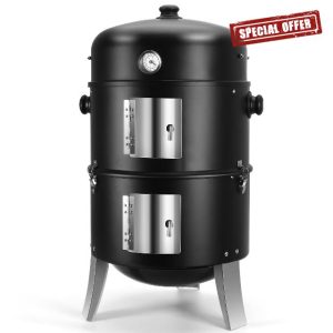 Charcoal BBQ Smoker Grills Outdoor: Portable Freestanding Barbecue Grill For Camping Garden Cooking