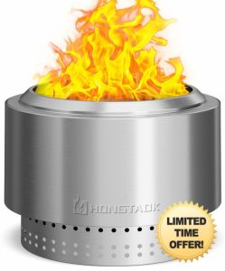 HongTaok Smokeless Fire Pit with Removable Ash Pan