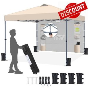 Yaheetech 3x3M Pop Up Gazebo with 9 Storage Pockets Sidewall