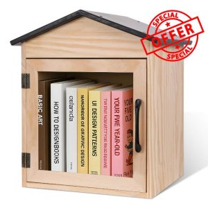 Qrenia Outdoor Library Box Literature Exchange Box Outdoor Book Storage Little Wood Cabinet for DIY