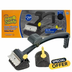 Scrub Daddy BBQ Daddy + Refill Heads - BBQ Cleaning Brush with Scraper & Bottle Opener