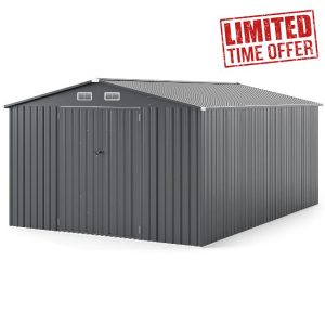 COSTWAY 12x8FT/12x12FT/14x10FT Metal Garden Shed