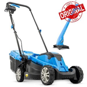 Hyundai Electric Lawn Mower & Grass Trimmer Set | 1300W 33cm Mower + 250W 22cm Trimmer | 11m & 10m Cables