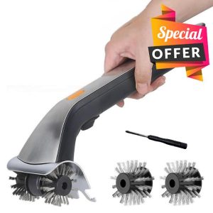 Stainless Steel Electric Barbecue Brush. Rechargeable Grill Cleaning Brush with Rotating Heads. 40cm Cordless Garden Cleaner. Water Tank Included.