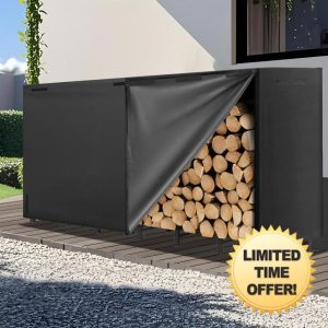 Kendane Firewood Log Rack with Waterproof Cover – Heavy Duty Outdoor Storage