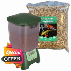 Aquacadabra 2Kg Fish Food Pellets & P7000 Automatic Pond Fish Feeder Bundle Ki