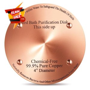 MorningRo 4 Pcs Bird Bath Copper Disk 0.6mm Thick Reinforced Disc for Birdbath Cleaner 99.99% Pure Copper Bird Bath Purification Disk with 4 Point Support