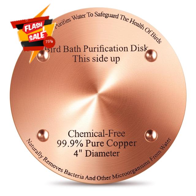 MorningRo 4 Pcs Bird Bath Copper Disk 0.6mm Thick Reinforced Disc for Birdbath Cleaner 99.99% Pure Copper Bird Bath Purification Disk with 4 Point Support