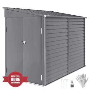 Outsunny 5 x 9ft Galvanised Metal Garden Shed with Foundation Kit