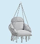 Songmics hanging chair, hanging swing, hanging chair with 2 cushions, metal chain, can hold up to 150 kg.