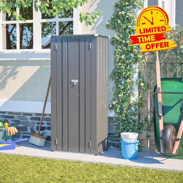 BIRCHTREE Metal Garden Storage Box Cabinet with Shelves
