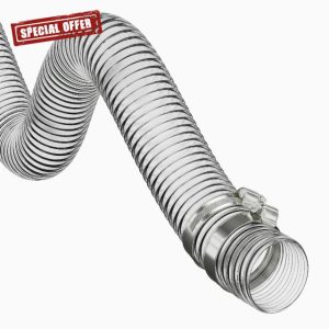 40MM ID - 10 METRE Clear Corrugated Pond Pump Pipe/Hose/Flexi TUBING + Hose Clips