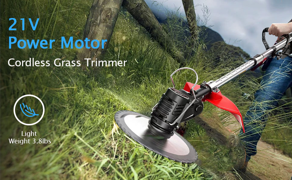 21V Cordless Strimmer, Grass Trimmer with 18,000 RPM and 880W Motor