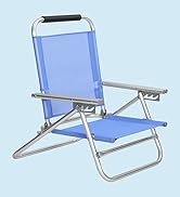 SONGMICS Folding Beach Chair, Camping Chair, with Shoulder Strap, Adjustable Backrest, Headrest...