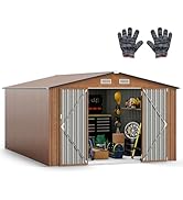 TANGZON 6x3FT/193 x 79 CM Metal Garden Shed, Outdoor Tool Storage House with Pitched Roof, Lockab...
