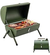 BBQ Grill Smoker With Side Shelves, Barbecue Garden Grill with Temperature Gauge, Outdoor Oil Dru...