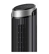 Dreo 25dB Smart Silent Tower Fan, Upgrated DC 9 Speeds Utral-Quiet Floor Fan, 90° Oscillating Bla...