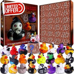 Intever Advent Calendar 2025 - Horror Rubber Duckies - 24 Days of Spooky Countdown | Halloween and Christmas Collectible Rubber Ducks
