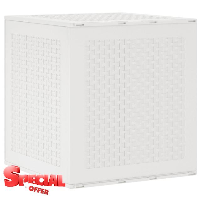 idaXL Garden Storage Box - Compact Outdoor White 55x53x57 cm - PP Weather-Resistant Cubic Box for Patio