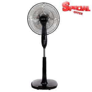 Amazon Basics Height & Tilt Angle Adjustable Oscillating Digital Dual 3-Blade 3-Speed Standing Pedestal Fan with Remote Control