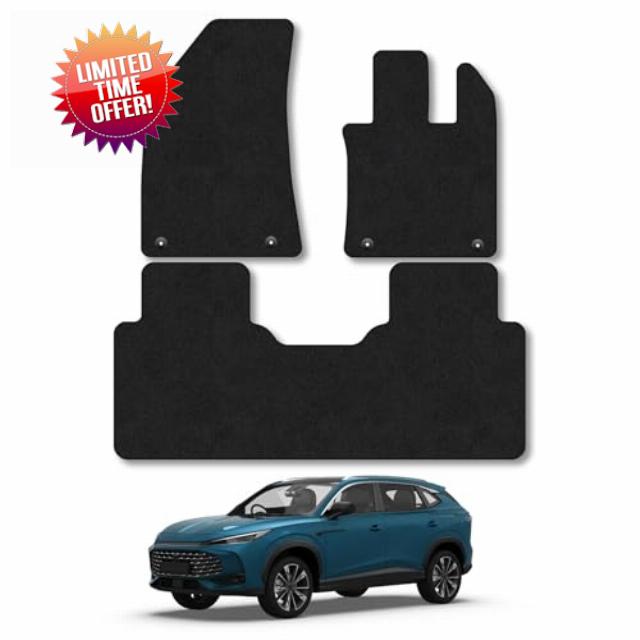 Car Mats Compatible with MG HS Manual (2024+) Tailored Fit Black Carpet Car Floor Mats Set Accessory Custom Fit 4 Pieces - Water Resistant