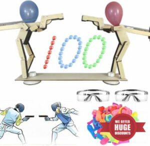 Headshot WoodBots - Funny Handmade Wooden Shooting Puppets Balloon Game