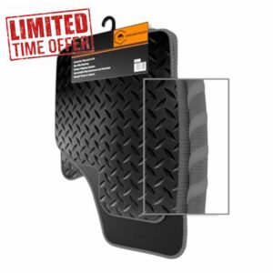 FCM - Tailored Rubber Car Mats - Fits Peugeot 208 (Non Electric) 2020-2025 - HEAVY DUTY 3mm - Anti Slip Mat - Waterproof & Durable Floor Protection - Grey Trim - 4 Piece Set - 2 Clips