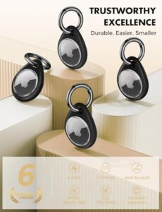 TPU Protective Cover with Keyring for Apple AirTag [Snug Fit & Secure] [Easy Installation] Anti-Scratch 360° Full Body Holder for Keys