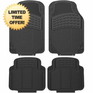ZENO 4 Piece Universal Car Mats | Universal Floor Car Mats | Heavy Duty Rubber Mats | Non Slip All Weather Mats for SUVs