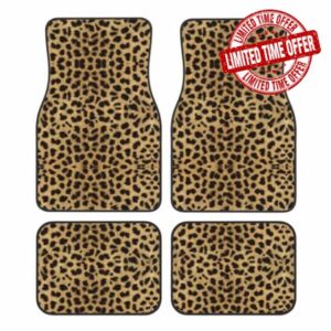 Leopard Animal Print Print Car Foot Mat Four-Piece Set Full Set With Non-Slip Rubber Backing