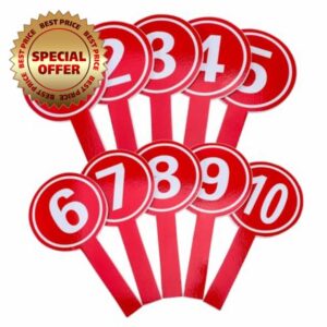 ARTIBETTER 10Pcs Handheld Score Number Paddles 1-10 Red Foam Scoreboards for Events Voting and Competitions