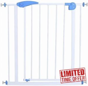Zanbeel Baby Safety Gate Pet Dog Barrier Auto Close Stair Gate Pressure Fit Child Gate for Stairs & Doorways Easy Install Toddler & Pet Safety Gate (White