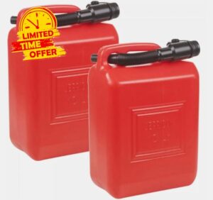 Unibos | 2X 10 Litre Jerry Can Petrol Diesel Oil Fuel Water Storage Container Can & Pouring Spout | Liquid Compatibility | Carry Anywhere | Oil Water Containe